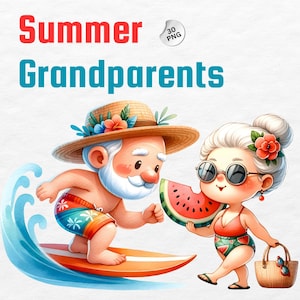 Acuarela Verano Abuelo Clipart Png, Abuela Clipart, Abuelo Clipart, Abuelo Sublimación, Abuela Verano, Abuelo Verano