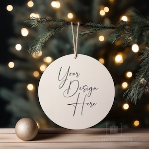 Christmas Ornament Mockup, 3 inch Blank White Round Ornament, Sublimation Mockup, Metal Ornament, Christmas Mockup Canva Mockup, Aluminum