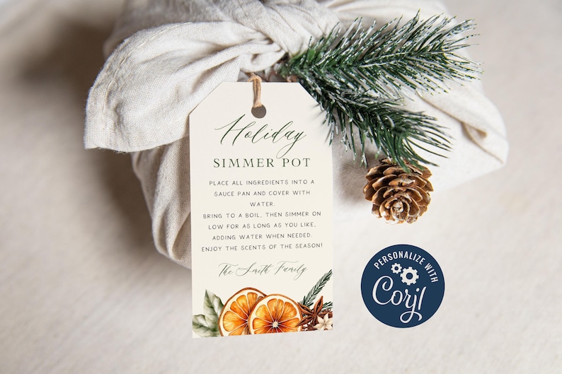 Editable Holiday Simmer Pot Christmas Gift Tag Personalized Potpourri ...