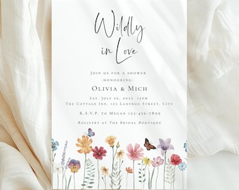 Wildly In Love Invitation Wildflower Shower Invite: Editable Floral Design