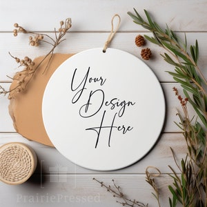 Christmas Ornament Mockup, 3 inch Blank White Round Ornament, Sublimation Mockup, Metal Ornament, Christmas Mockup Canva Mockup, Minimalist