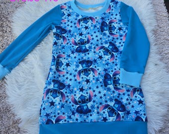 Mädchen Kleid langarm Kleid Stitch in Größe 110