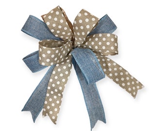 Lazo de arpillera azul claro y topo