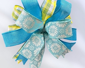 Lazo a cuadros turquesa, verde, amarillo y azul