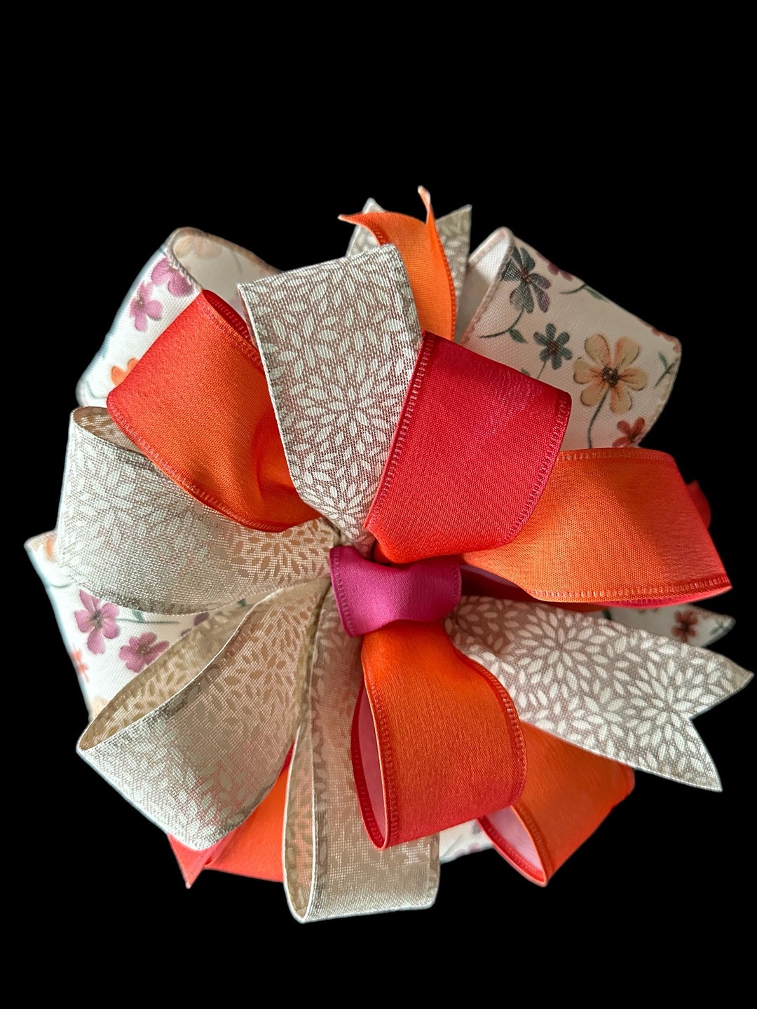 Orange/pink Ombré Ribbon, Floral Ribbon, Summer or Fall Bow - Etsy