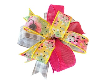 Lazo gris floral rosa