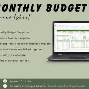 MONTHLY BUDGET PLANNER for google sheets, Budget Template, Beginner Budget Planner, Paycheck Budget