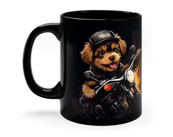 Paws & Pistons - Puppy on a Motorcycle Ceramic Mug