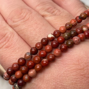 Red Jasper Bracelet 4 mm, 6 mm, 8 mm or Chips
