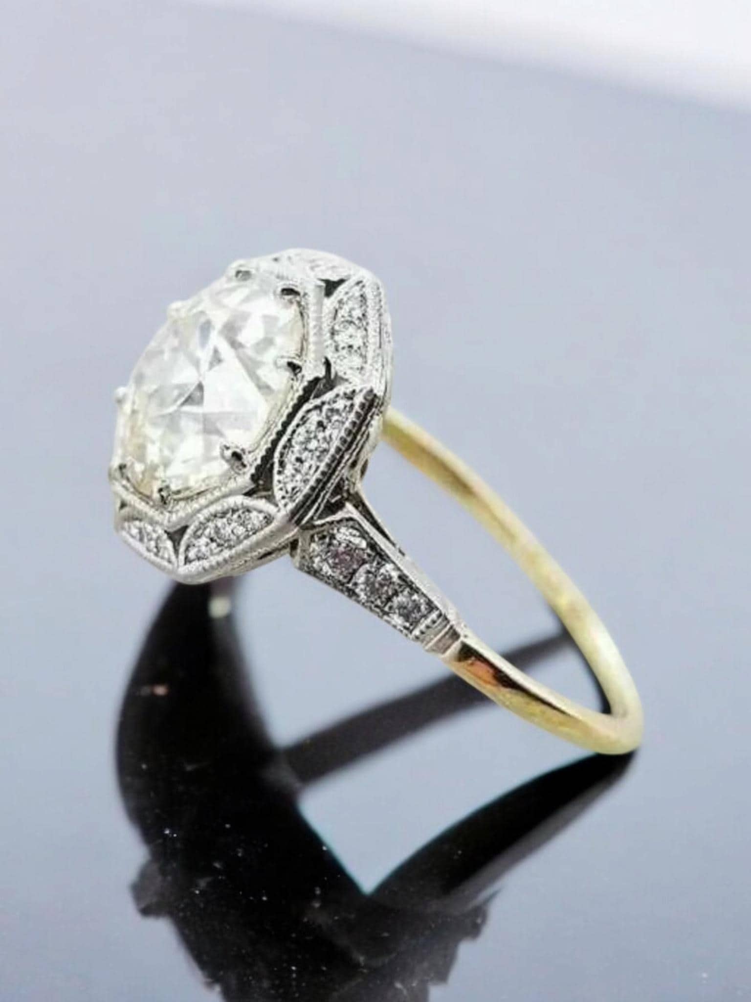 Antique & Vintage Jewelry Ring 935 Argentium Silver Target Halo Ring ...