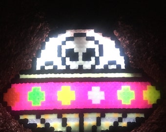 LED Kandi Alien UFO Necklace: Rave light toy glow perler candy festival edm lights up totem flashlight flow art gift attire beads LEDKandi