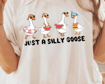 Just A Silly Goose Summer PNG, Trending Goose Design, Cute Retro Goose Family, Funny Goose Clip art, Digital Download