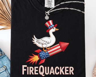 Firequacker Goose Png – 4th of July Patriotic Png – 4th of july Embroidery style – Funny Independence Day USA Flag PNG for Sublimation