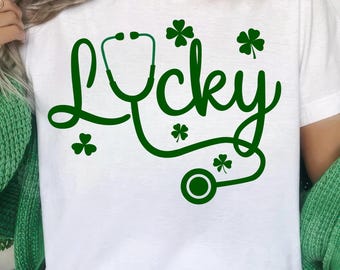 Krankenschwester St. Patricks Day Png, Krankenschwester Stethoskop St Patrick's Day Png, St Patrick's Day SVG, St Patrick's Day Krankenschwester, Lucky Nurse SVG Png