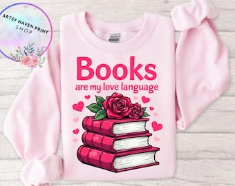 I libri sono il mio linguaggio dell'amore Svg, San Valentino, amante dei libri Png, Libresco Png, Retro Bookworm Png Sublimazione, Design regalo per San Valentino PNG SVG