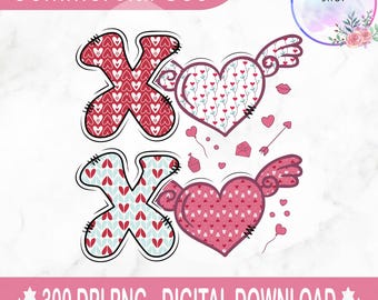 XOXO Valentine Day Heart Brushstroke png, Valentine png, Valentines day Png, xoxo png, valentine png designs, Coquette Valentine Png