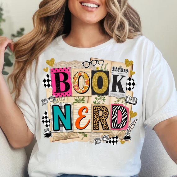 Book Nerd PNG, Retro Bookish Trendy Book Lover Sublimation Digital Design, Trendy PNG for Booktok Librarian Digital Download