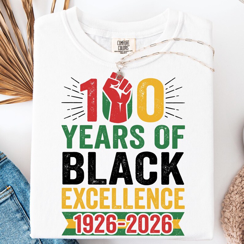 100 Years of Black Excellence 1926 2026 PNG, 100 Years of Black History ...