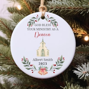 Personalized Ornament for a church Deacon, gift for a Deacon, church ministry ornament, Christian Deacon church ornament, Deacon keepsake