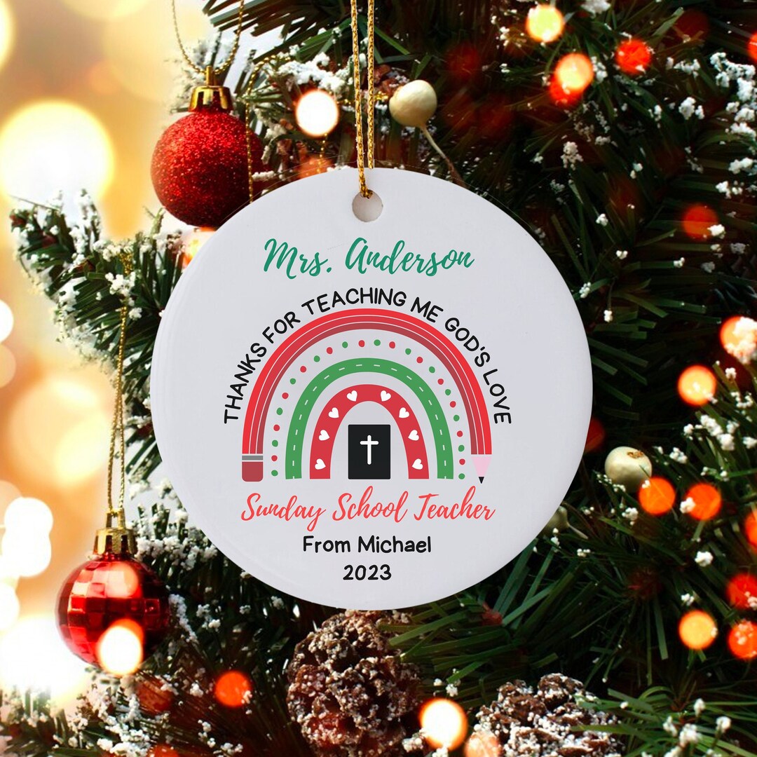 Personalized Sunday School Teacher Christmas Ornament, Sunday School
