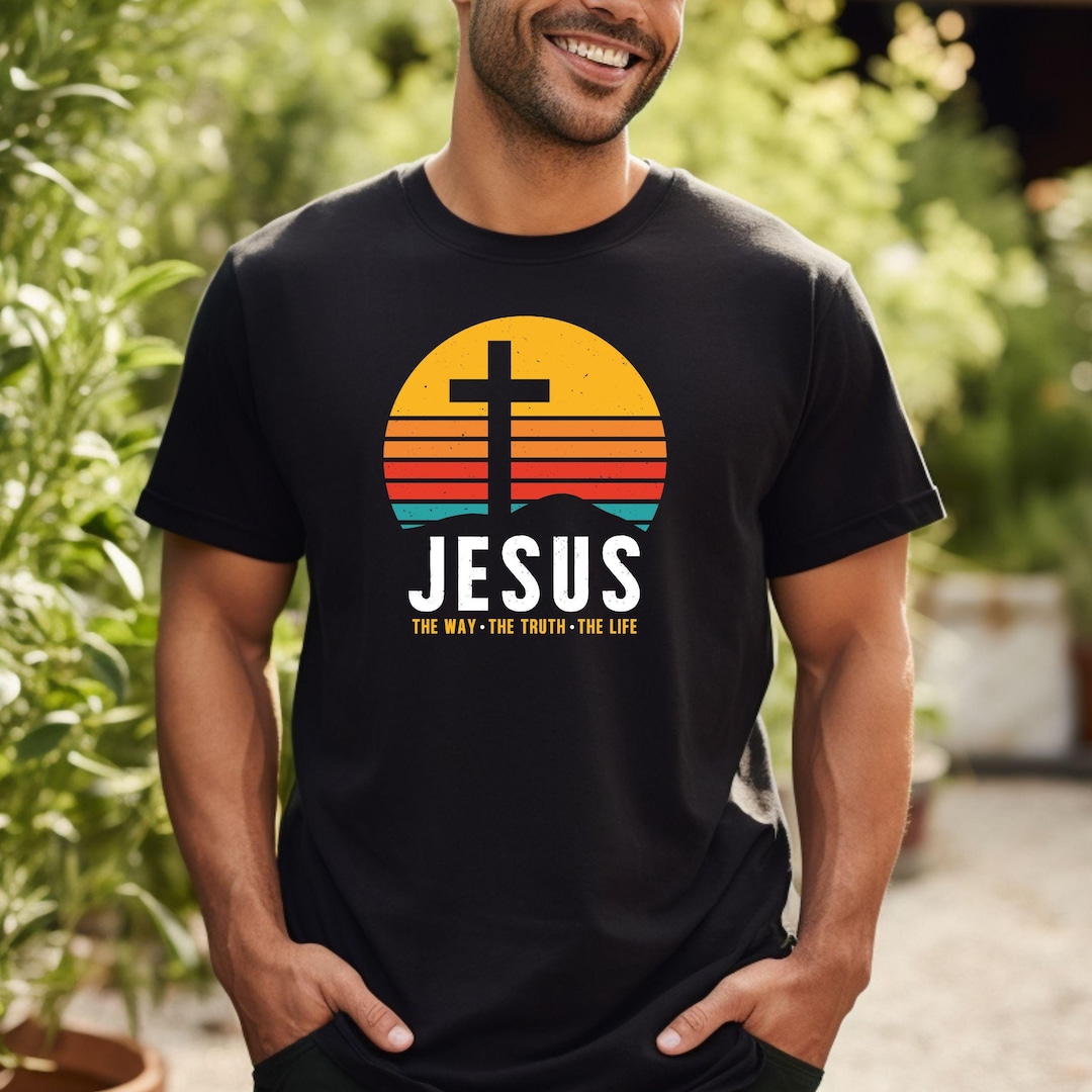 Men's Christian Cross Tee Shirt for Men Retro Aesthetic, Jesus the Way ...