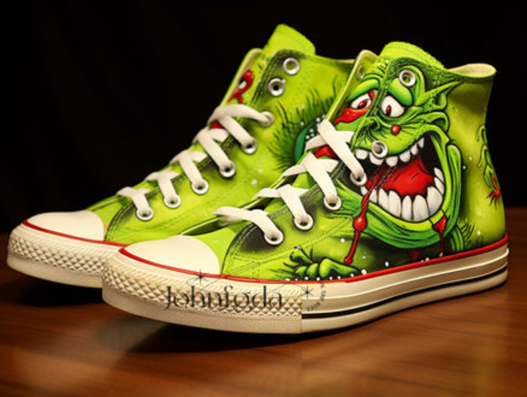 Personalized Grinch Converse Custom High Top Sneakers Grinch Etsy