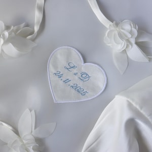 Personalisierter Hochzeitskleid-Patch, etwas Blaues für die Braut, Braut für Geschenkideen, Stickerei nach Maß, Hochzeitsandenken, etwas Blaues