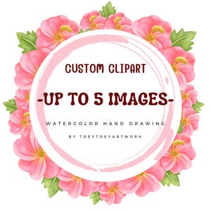 Clipart personalizado, 5 imagens PNG, desenhado à mão, PNG transparente de alta qualidade, pedido personalizado de aquarela, uso comercial, imagens exclusivas, arte personalizada