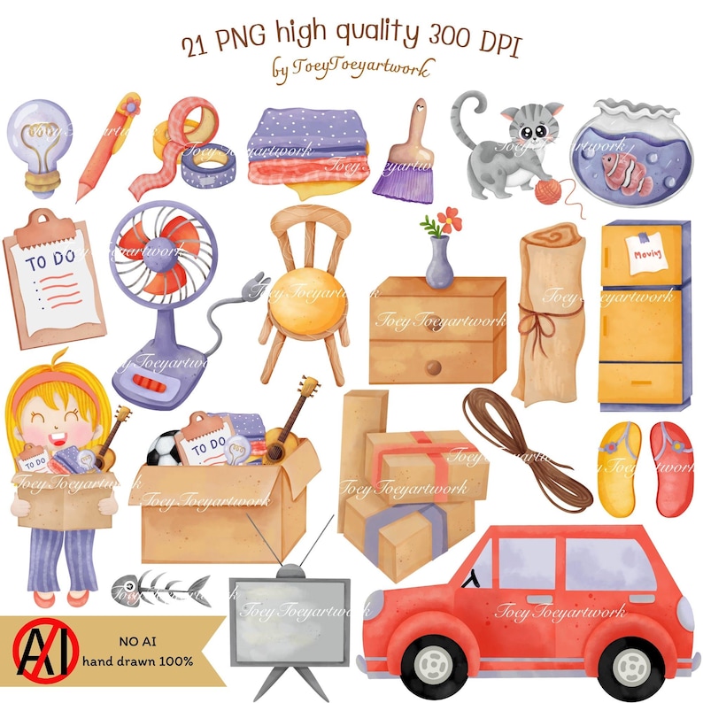 Watercolor Moving Clipart - Moving Day Clipart - Move Graphics - Moving ...