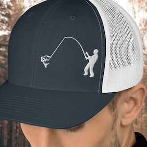 Fishing Trucker Hat, Fishing Person Gift, Nature Hat, Outdoors Snapback Cap, Fish Hat, Angler Gift