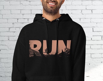 Run Sweatshirt for Running Person Hoodie for Runner Unisex Hooded Fleece Sweatshirt Gift for Outdoors Lover Nature Hoodie for Trail Runner