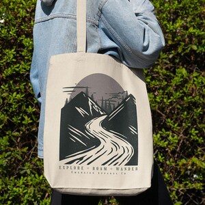 Canvas Tote Bag, Nature Lover Shopping Bag, Outdoors Bag Gift, Mountains Grocery Bag, Market Bag, Natural Bag, Handled Tote Bag, Trendy Tote