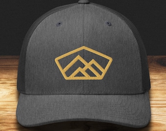 Mountain Range Trucker Hat, Outdoors Adjustable Snapback Cap, Mountaineering Gift, Camping Hat, Hiking Gift, Gift For Mountain Lovers