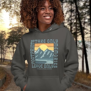 Retro Nature Hoodie, Premium Outdoors Vintage Theme Hooded Sweatshirt, Camping Gift, Mountain Lover Fleece, Hiking Graphic Sweatshirt