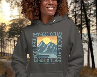 Retro Nature Hoodie, Premium Outdoors Vintage Theme Hooded Sweatshirt, Camping Gift, Mountain Lover Fleece, Hiking Graphic Sweatshirt