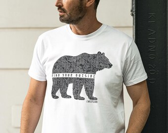 Bear Shirt, Nature Graphic Tee, Outdoors T-Shirt, Animal Person Tshirt, Bear Lover Gift, Camping T Shirt, Soft Hiking Apparel, Comfy T-shirt