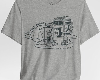 Skeleton Camping T-shirt, Funny Camping Gifts, Outdoors Graphic Tees, Nature Shirt