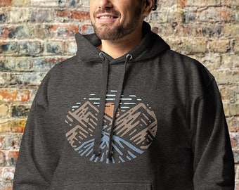 Mountaineering Sweatshirt, Outdoors Person Gift, Outdoors Hoodie, Nature Themed Hooded Sweatshirt, Mens Mountain Fleece, Outdoors Apparel