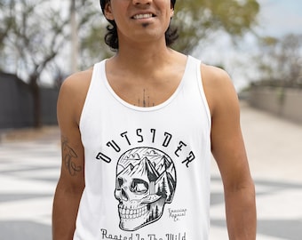Outdoors Skull Tank Top, Summer Tank Top, Workout Tank, Nature Graphic Tee, Outdoor Gift, Running Tank Top, Hiking Shirt, Camping Gift