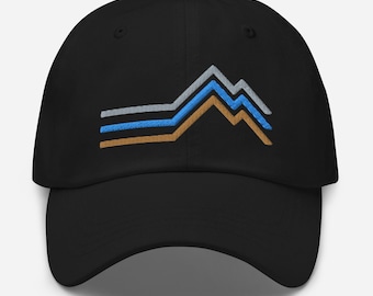 Mountain Baseball Hat, Retro Dad Hat, Adjustable Nature Hat, Mountains Lover Baseball Cap, Outdoors Person Gift, Camping Hat