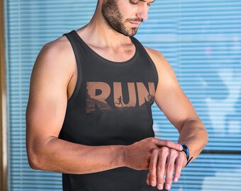 Running Shirt, Runner Tank Top, Gift for Runner, Soft Workout Tank, Comfy Gym Shirt, Run Shirt for Men, Unisex Tanktop, Outdoors Graphic Tee