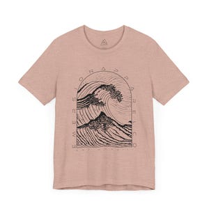 Beach Shirt, Ocean Graphic Tee, Men's Wave Shirt, Beach Vibes Shirt, Outdoors Tshirt, Nature Shirt, Coastal Vibes Shirt Heather Prism Peach