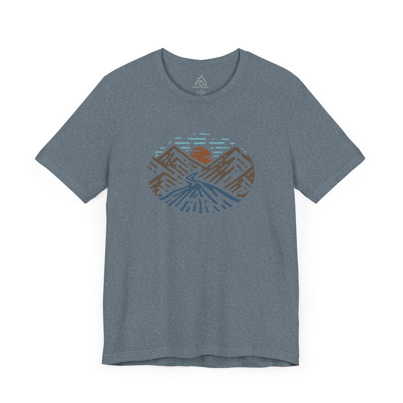 Mountaineering Shirt, Outdoors Graphic Tee for Men, Mountains Person T-shirt, Camping Lover T Shirt, Hiking Tshirt, Nature Lover Gift Heather Slate