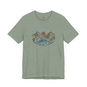Mountaineering Shirt, Outdoors Graphic Tee for Men, Mountains Person T-shirt, Camping Lover T Shirt, Hiking Tshirt, Nature Lover Gift Sage