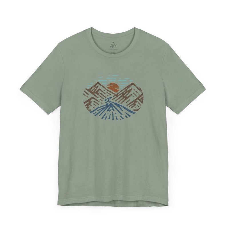 Mountaineering Shirt, Outdoors Graphic Tee for Men, Mountains Person T-shirt, Camping Lover T Shirt, Hiking Tshirt, Nature Lover Gift Sage