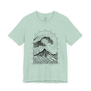 Beach Shirt, Ocean Graphic Tee, Men's Wave Shirt, Beach Vibes Shirt, Outdoors Tshirt, Nature Shirt, Coastal Vibes Shirt Heather Prism Mint