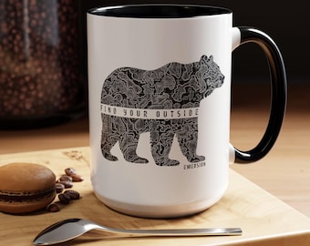 Bear Mug, Gift For Animal Lover, Outdoors Coffee Cup, Animal Mug, Wildlife Coffee Mug, Ceramic Mug, Nature Lover Tea Cup, Nature Mug