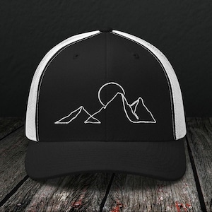 Boné de caminhoneiro de montanha, presente para montanhista, boné de caminhoneiro com aba para amante da natureza, boné de malha ajustável, boné de beisebol da natureza, presentes para ele