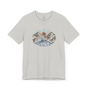 Mountaineering Shirt, Outdoors Graphic Tee for Men, Mountains Person T-shirt, Camping Lover T Shirt, Hiking Tshirt, Nature Lover Gift Silver