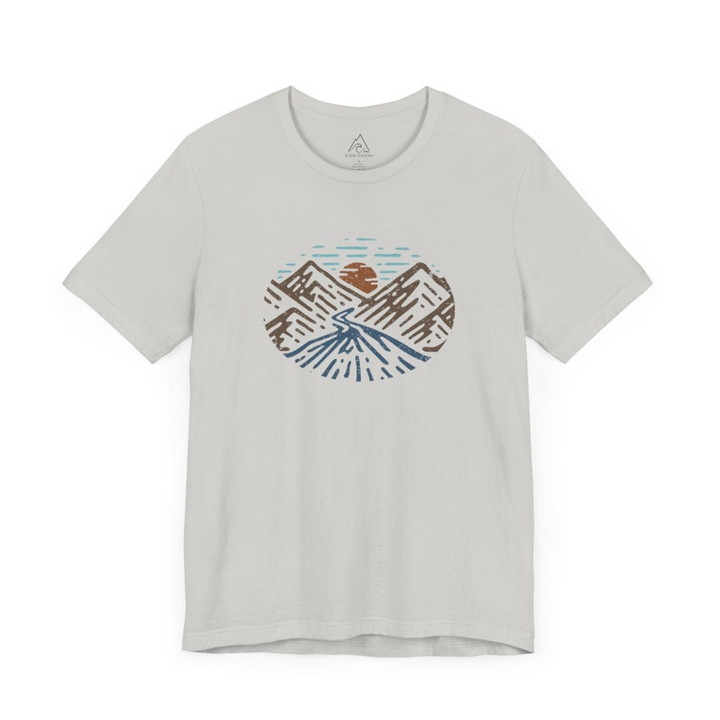 Mountaineering Shirt, Outdoors Graphic Tee for Men, Mountains Person T-shirt, Camping Lover T Shirt, Hiking Tshirt, Nature Lover Gift Silver